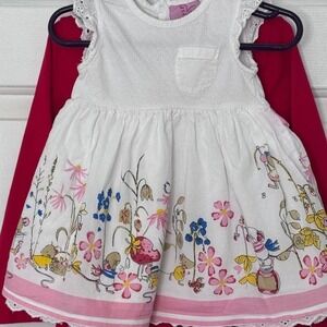 Cutey Couture 12 18 Months Toddler Girls White Mice Picnic Garden Dress